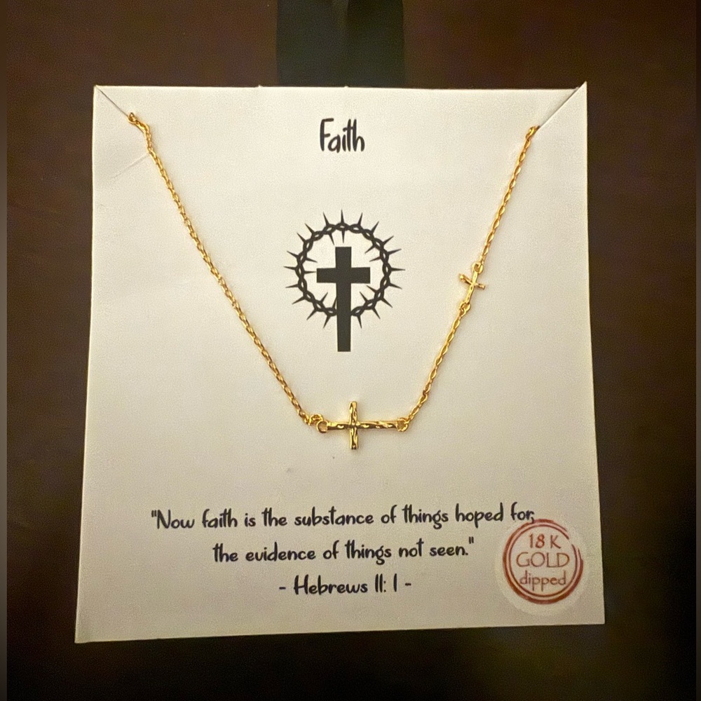 Faith cross necklace 18 k‎ gold dipped-new